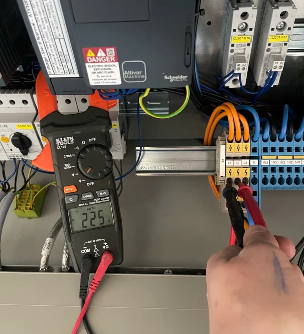 Electrical testing inside EV energy-management equipment