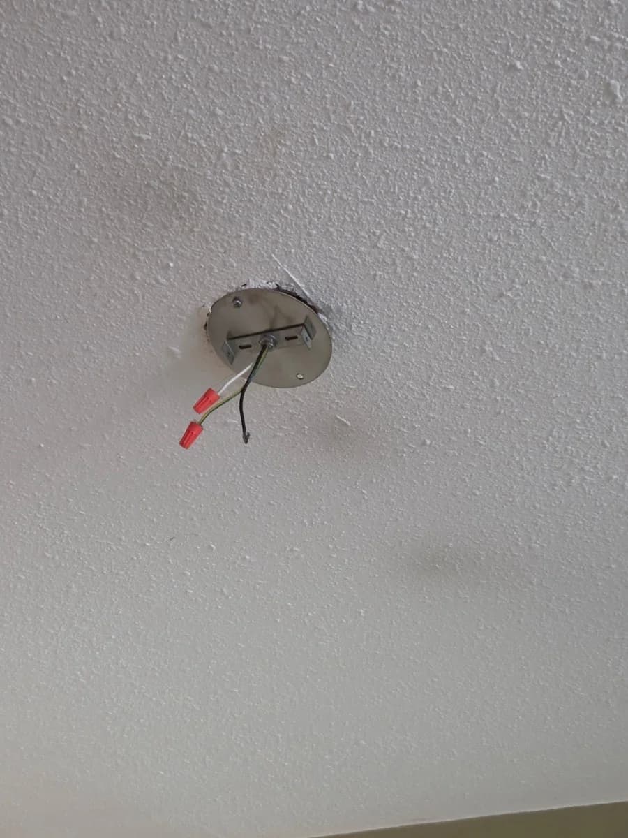 Ceiling mounting point prepared for a new dining-room light