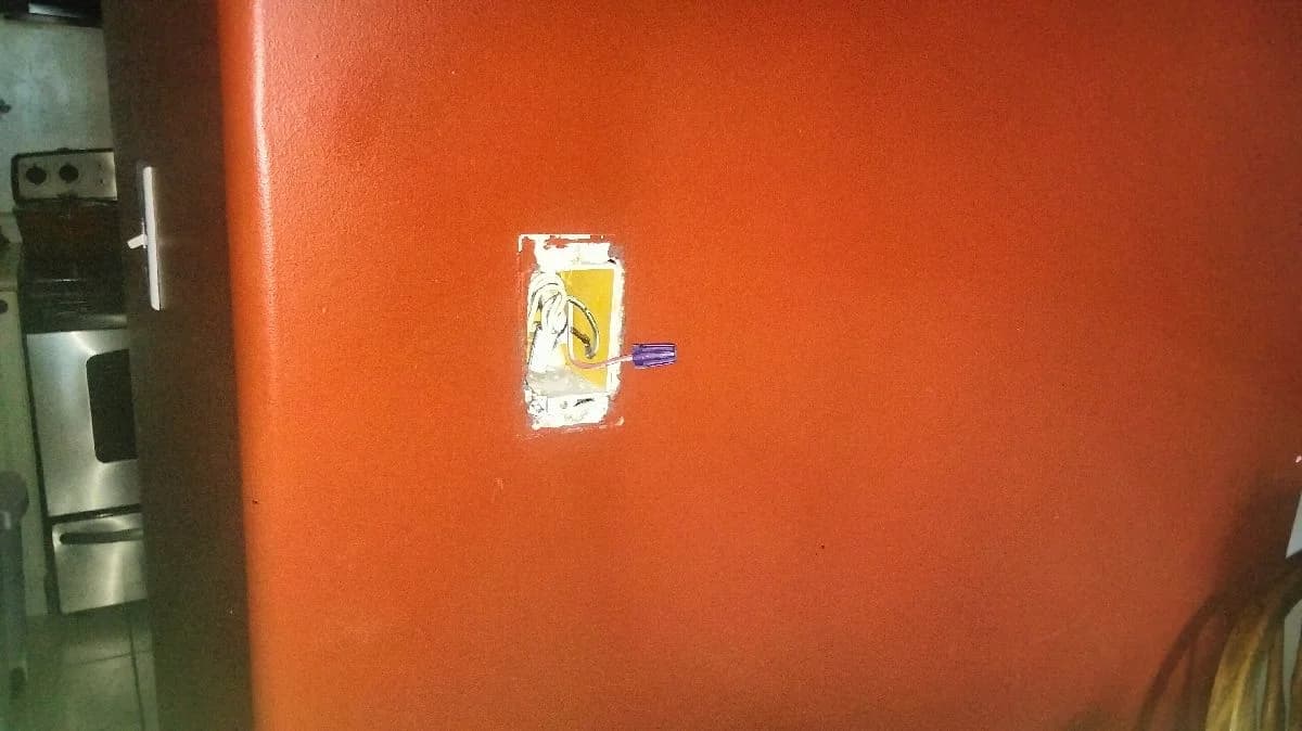 Existing wall control wiring documented before dimmer replacement